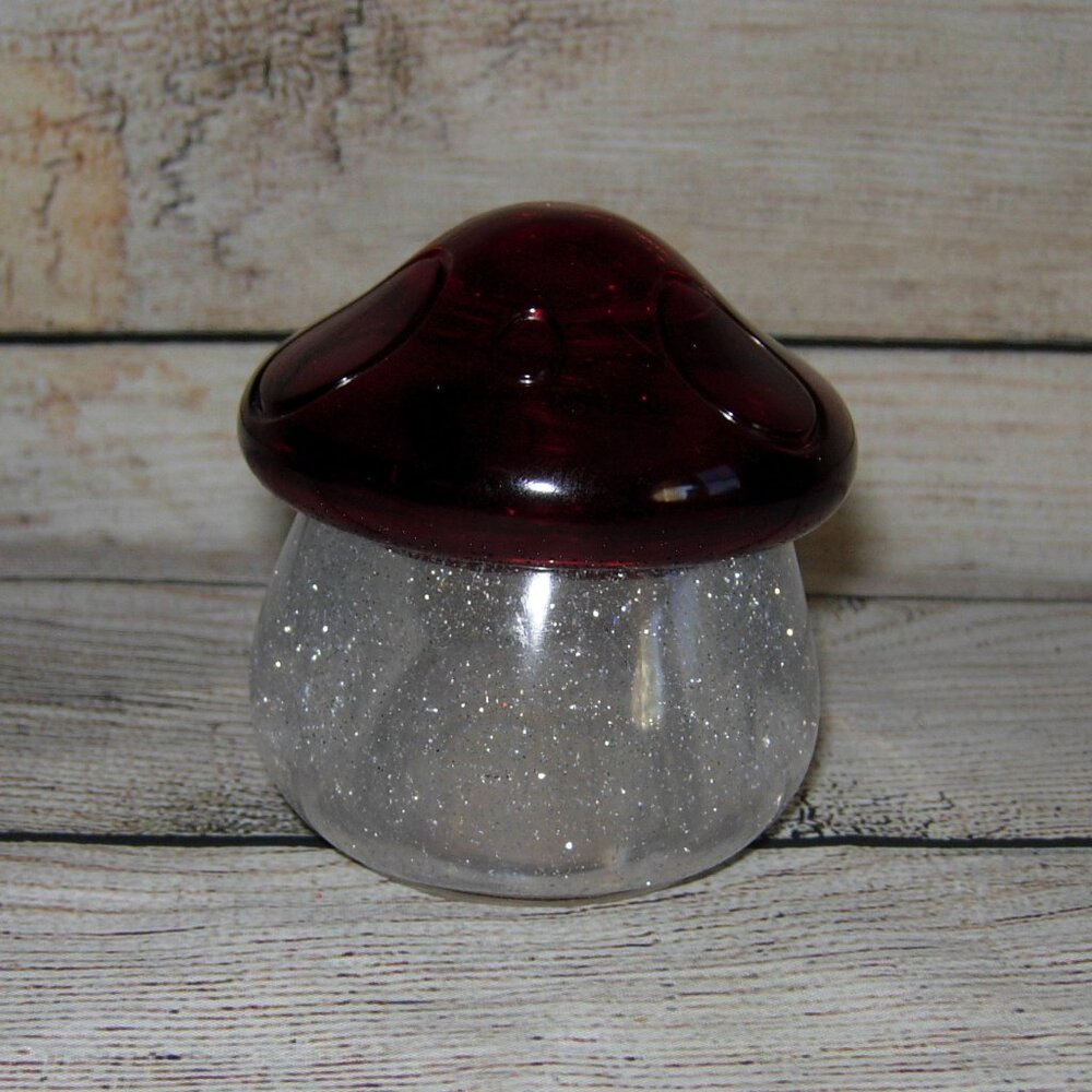 Handmade Mushroom Stash Trinket Jewelry Box Red & Clear